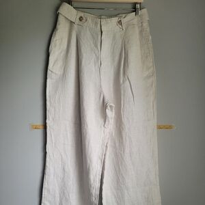 Nicole Miller Cream Linen Pants